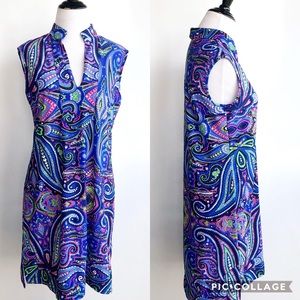 Jude Connally Blue Paisley Mini Sleeveless Dress